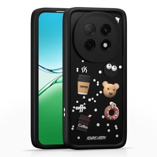 Image of Bintage Cute Fun Taddy| 3D Ball Bear| Donut| Coffee Rubber Case Full Body & Camera Protection Back Cover Compatible for Oppo F29 Pro 5G - Black
