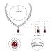 EVER FAITH Women's CZ Marquise-Shaped Leaf Teardrop Pendant Necklace Earrings Set Red Silver-Tone