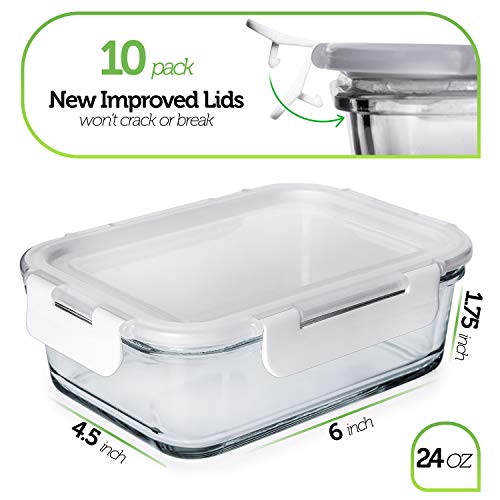 image for Prep Naturals Glass Food Storage Containers with Lids [24 Ounce, 20Pcs