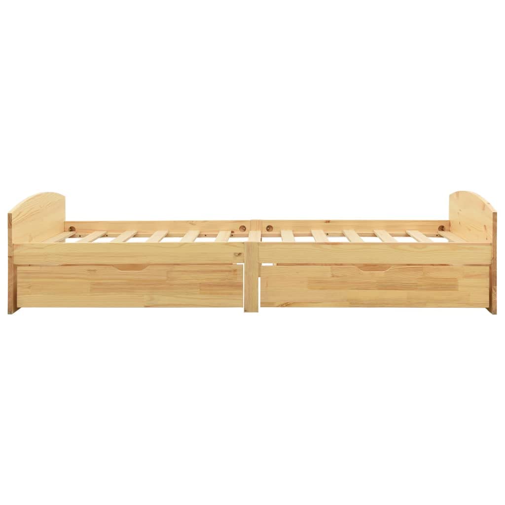 vidaXL Cadre de lit avec 2 tiroirs Bois de pin Massif 90x200 cm