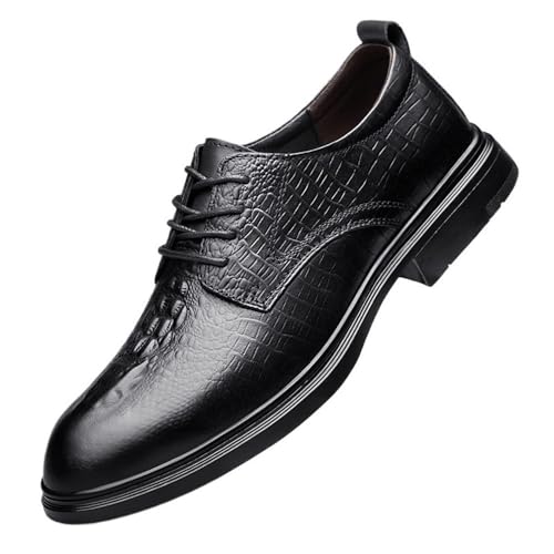 Men's Lace up Oxford Dress Shoes Genuine Leather Soft Comfortable Business Casual Formal Office Work Crocodile Pattern Footwear