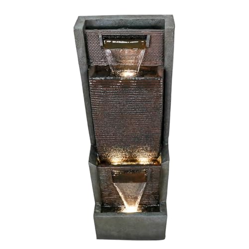 Hamiedun Outdoor Garden Waterfalls Fountains with Led Lights Water Fountain Outdoor/Indoor Resin Fountain for Patio Decor Garden, House, Office, Garden, Home Art Decor