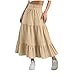 Girls Maxi Skirts High Waist Boho Floral Flare Hem Dress Summer Fashion Loose Fit Cute Holiday Skirt for Kids Size 10-12 Beige