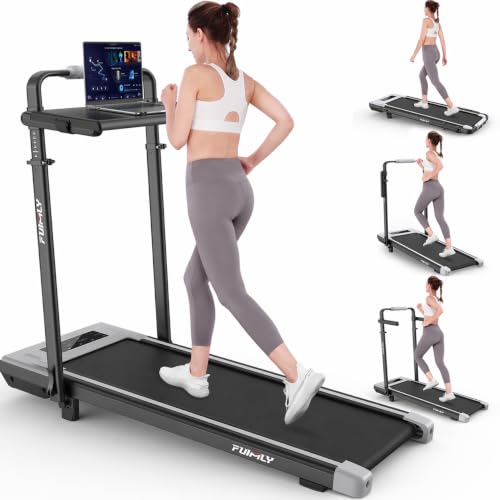 Image of FUNMILY Smallest Walking Pad with 5% Incline, 2 in 1 Under Desk Treadmill for Home Office, 2.5 HP Mini Compact Walking Treadmill, Installation-Free /300lbs Weight Capacity /Unique Lighting Design