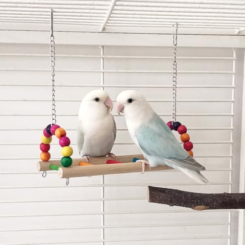Image of Bird Swing Conure Toys, Parrot Climbing Hammock for Parakeet, Lovebird, Budgie, Cockatiel, Conure, Small Birds