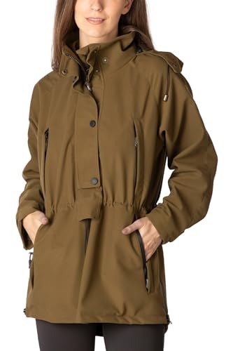 Ladies Long Shooting Smock Womens Waterproof Hunting Smocks Overhead Mesh Lined Field Coat (UK, Numeric, 12, Regular, Regular, Light Khaki)