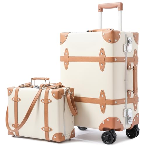 universal trotter Vintage Luggage Set, Retro Trunk PU Leather Suitcases