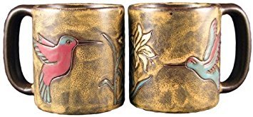 MARA STONEWARE COLLECTION 16 Oz Stoneware Mug with Hummingbird & Flower Design by Creative Structures - Used condition - US$28.45