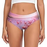 yagDAA Damenunterhose mit pinkem Flamingodruck, weich, dehnbar, Bikini-Slip, Hipster-Höschen, Unterhose, Schwarz , XXL