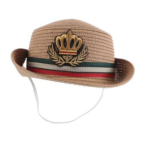 Sombrero de paja para playa infantil con protección solar de ala ancha color caqui