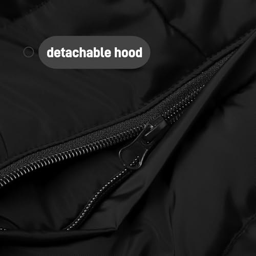 Yinguo Winter Coats for Women UK, Winter Jackets for Women UK Quilted Down Mid-Lenght Puffer Coats Ladies Lightweight Waterproof Jacket with Hood Plus Size Slim Trench Coat Warm Outwear, Black, L - Image 4