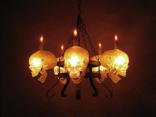 Skull/Metal Chandelier with Five Clear Skulls