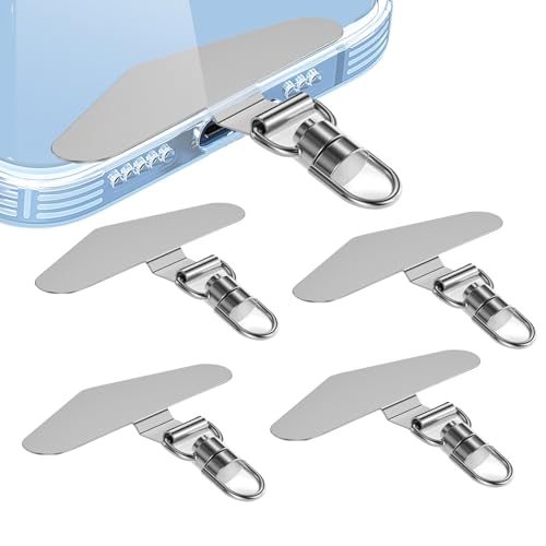 ShinningCare Phone Tether Tabs 4Pcs, Rotatable Metal Phone Lanyard Patch, Stainless Steel Phone Lanyard Pad, Cellphone Strap Connector Compatible with Most Smartphones（Triangle）