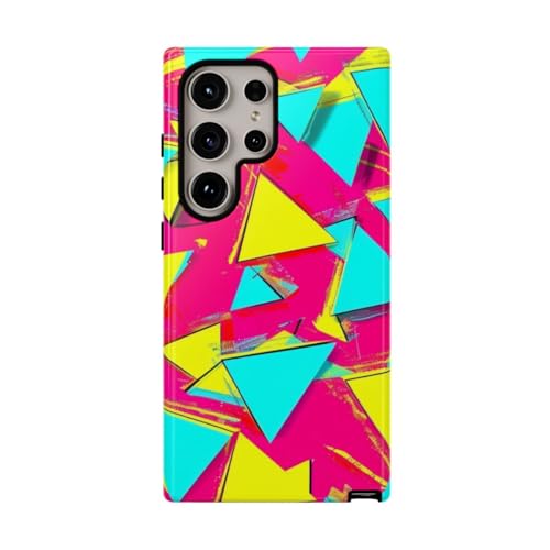 Coque rigide brillante Samsung S24 Ultra rose motif abstrait géométrique