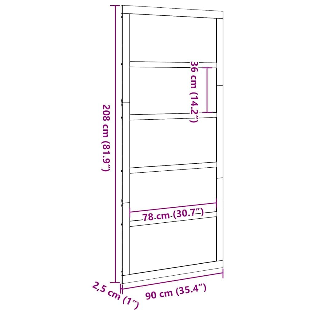 vidaXL Porte de Grange Naturel 90 x 2,5 x 208 cm Bois de pin Massif, Porte coulissante Moderne en pin Super Fonctionnelle, Parfaite comme entrée ou comme séparateur de pièce