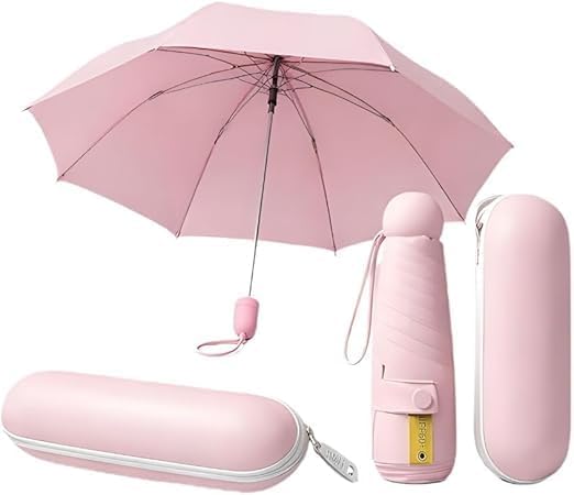 Mini Guarda-Chuva Portátil de Bolso com Estojo | Compacto, Proteção UV, Leve e Resistente à Água, Cores Variadas Mini Guarda-Chuva Portátil de Bolso com Estojo | Compacto, Proteção UV, Leve e Resistente à Água, Cores Variadas