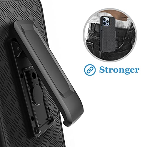Fingic Compatible With Iphone 13 Pro Max 5G Holster Case Combo Shell Slim Rugged Case With Kickstand Swivel Belt Clip Holster Shockproof Cover For Iphone 13 Pro Max 5G (6.7 Inch) 2021, Black #TOP5