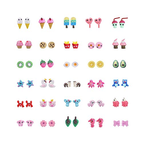 minihope Hypoallergenic Medical Steel Post Earrings for Girls, Cute Multiple Animal Unicorn Donut Stud Earrings for Little Girls Kids, Made with Polymer Clay, Best Gifts for Girls2