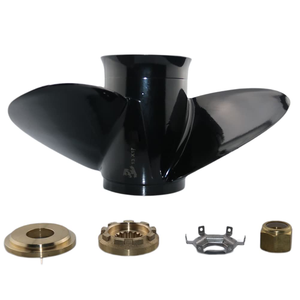 Boatman - Hélice de aluminio para barcos fueraborda para motores Mercury/Mercruiser 40-140 Hp, 15 dientes estriados, derecha