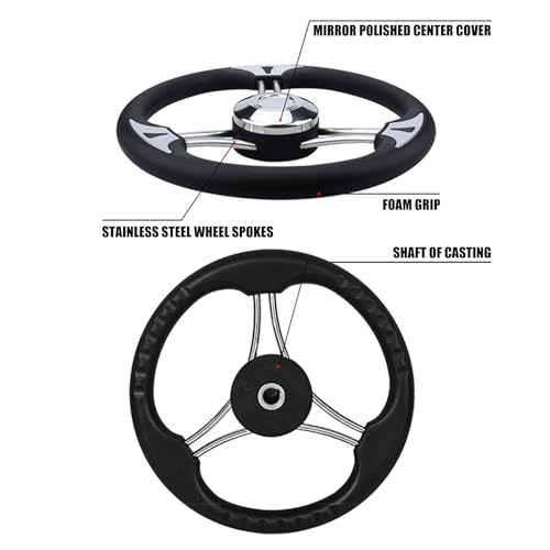 Volant de bateau 34,3 cm en acier inoxydable sans bouton pour cockpit - 6