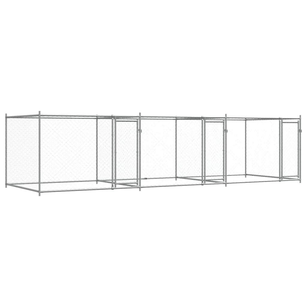 vidaXL Cage pour Chien avec Portes, Chenil pour Chien, Maison pour Chien, Niche de Jardin Terrasse, Gris 6x2x1,5 m Acier Galvanisé