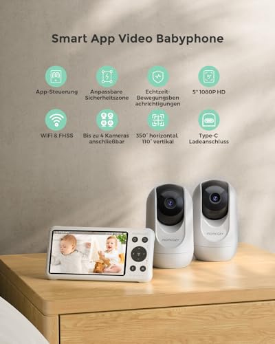 Momcozy BM04 babyphone mit 2 Kamera, 5 Zoll Smart WLAN Baby Monitor – Ansicht 2