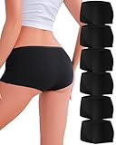 ALL OF ME Cotton Underwear for Women Boyshort Panties Full Coverage Boxer Briefs Stretch Boy Short Undies 6 Pack