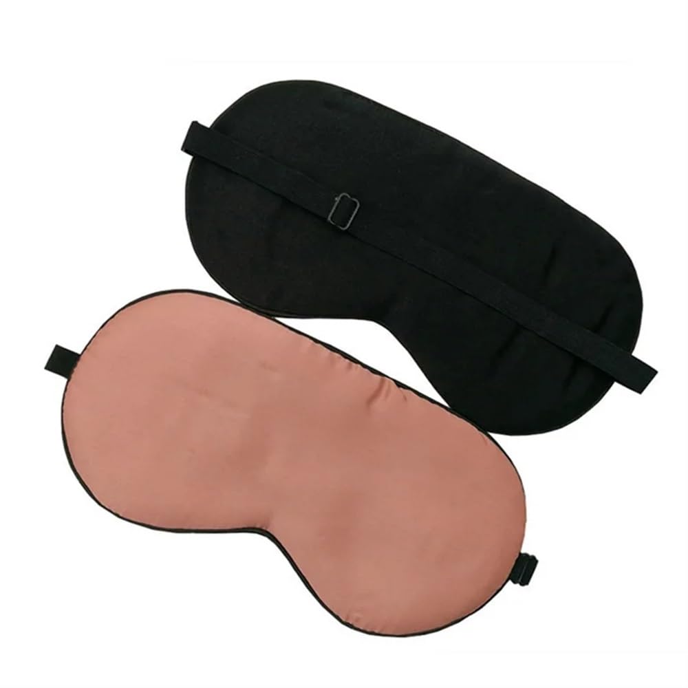 Mascherina per occhi in seta di gelso, per adulti, morbida, liscia, per dormire, fascia elastica (rosa scuro, 4 pezzi)