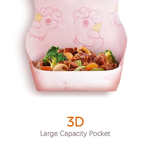 Disposable Feeding Bibs with Food Catcher, Adjustable Waterproof Non-woven Bibs, Suitable for Feeding, Traveling, Outdoor Use or Kindergarten [50PCS]2