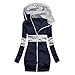 Produktbild MOMOEW Jacke Damen, Kapuzenjacke Reißverschluss Slim Herbst Winter Winddichte Lang Mantel Übergangsjacke Wintermantel Outdoorjacken Oberbekleidung Outwear Überzieher Große Größen