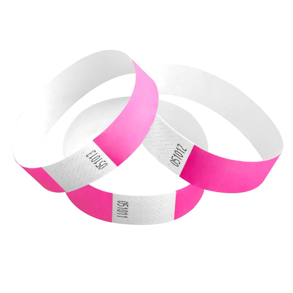Braccialetti in carta Tyvek 19 mm Rosa Confezione da 2 per eventi festival 12 colori