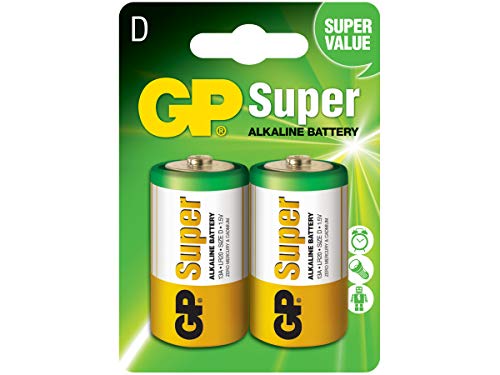 GP Blister de 2 Alcalines Super D 1,5 V pile bouton baton pour gros appareil