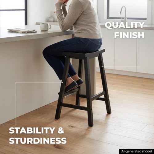 Image of Winsome Satori Saddle Seat Bar Stool, Black, 29 inch