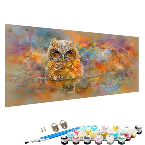 YALNSENN Pintar por Numeros Adultos, Abstracto Cuadros Para Pintar por Numeros Manualidades pintura acrilica Kit Cuadro DIY completo, Manualidades Adultos 70x140cm BúHo Pintar Numeros R-E-V