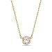 925 Sterling Silver Solitaire Bezel-Set White CZ Pendant Necklace with Chain
