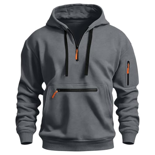 Workout Hoodies for Men Quarter Zip Pullover Tactical Hooded Sweatshirt - image 8