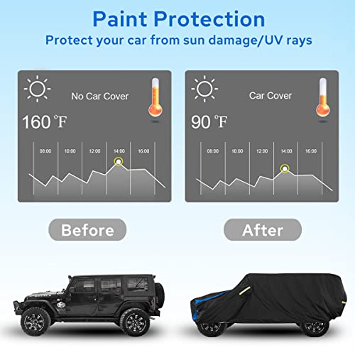 Image of Avecrew for Jeep Wrangler Cover Waterproof 2 Door, All Weather for Jeep Rain Cover for Automobiles, Outdoor Full Exterior for Jeep Covers Fits JK JL TJ YJ CJ