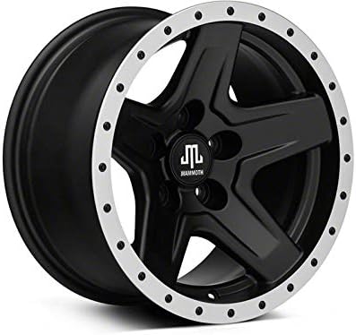 Mammoth Boulder Simulated Beadlock Style Black Wheel; 15x8; -19mm Offset Compatible For 93-98 Jeep Grand Cherokee ZJ