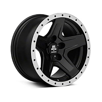 Mammoth Boulder Beadlock Style Wheel in Black 15x8 Aggressive Styling Rim Fits Jeep Wrangler TJ 1997-2006