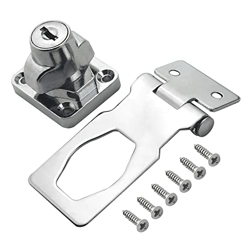 Image of WMYCONGCONG 2 PCS 2.5 Inch Keyed Hasp Locks Stainless Steel Locking Hasp Twist Knob Safety Hasp Keyed Different for Cabinet Small Door, Black
