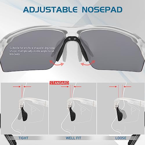SCVCN Óculos de sol esportivos polarizados para ciclismo para homens e mulheres, armação TR90, UV400