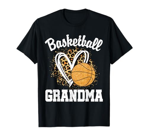 Basketball Grandma Leopard Heart T-Shirt
