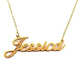 Jessica Italic Personalised Name Necklace With Cubic Zirconia Gold Plated, Custom Dainty Name Pendants, Jewellery for Ladies, Girlfriend, Mother, Sister, Friends