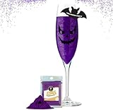 Twinkle my Drink® Paillettes comestibles d'Halloween pour boissons, gâteaux et cocktails | Idéales pour décorations de fête d'Halloween | Fournitures de sorcellerie et cadeaux | Violet, 5 g, 25