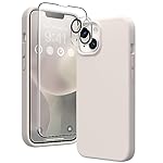 GONEZ Magnetic for iPhone 14 Case, Compatible with Magsafe, with Screen Protector + Camera Protector, Anti-Scratch Microfiber Lining, Liquid Silicone Shockproof Protective Phone Case, Stone