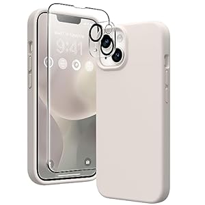 GONEZ Magnetic for iPhone 14 Case, Compatible with Magsafe, with Screen Protector + Camera Protector, Anti-Scratch Microfiber Lining, Liquid Silicone Shockproof Protective Phone Case, Stone