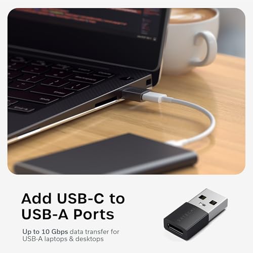 Image of Satechi USB-A to USB-C Adapter (2PK), High-Speed USB to USB-C Adapter with Ultra-Fast Data Transfer and Power Delivery Charging, Designed for CarPlay and Modern Devices, Space Black