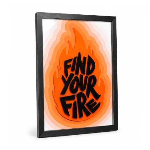 Image of CodersParadise Find Your Fire 3D Motivational Wall Art Frame, Inspirational Layered Quote Decor for Home, Office, Study Room & Workspace, Modern Typography Wall Hanging, Unique Gift Idea