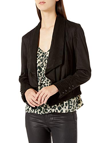 Jack by BB Dakota Junior's flip The Stitch Drape Front Faux Suede Jacket, Black, Extra Small