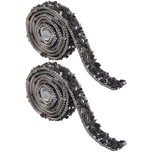 CRASPIRE 1 Yard Harz Bling Glitzer Strass Band Schwarze Strass Bänder Selbstklebende Diamant Kristall Band Rolle Hot Fix Band Edelstein Für DIY Hochzeit Brautkleid Schuhe Telefon Dekor